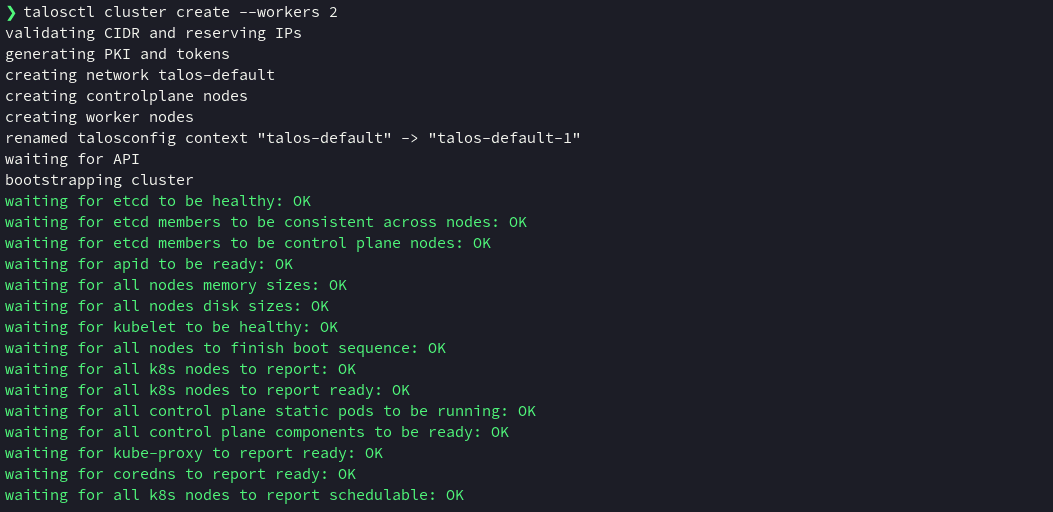 Talos command output from a Kubernetes node